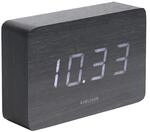 Karlsson Wecker Square - Schwarzes Furnier, wei&szlig;e LED - 15x4,8x10cm | Quadrat -
