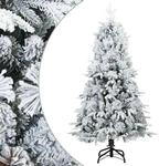 vidaXL K&uuml;nstlicher Scharnier-Weihnachtsbaum schneebedeckt Wei&szlig; 150 cm