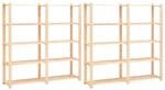 vidaXL 2X Kiefernholz Massiv Lagerregal 5 B&ouml;den Standregal B&uuml;cherregal