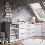 Vicco Wickelkommode Ruben, Wei&szlig;/Artisan-Eiche 113 x 93 cm | mit 3 Schubladen