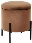 Beliani Pouf mit Stauraum Samtbezug mit Holzgestell Runder Fu&szlig;hocker...