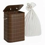 Relaxdays W&auml;schekorb mit Deckel, Bambus, 80 l, Faltbarer W&auml;schesammler, HxBxT: 60 x