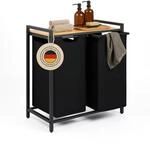 Blumtal W&auml;schesammler 2 F&auml;cher Schwarz - W&auml;schekorb mit Ablage in...