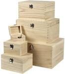 Creativ Box aus Holz, quadratisch, mit Metallverschluss, Klappdeckel 1, 6 St&uuml;ck