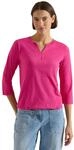Damen 3/4-Arm Shirt mit Split Neck und Elastiksaum