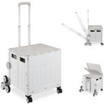 Relaxdays Einkaufstrolley Treppensteiger, klappbar, Einkaufskorb mit Rollen, Deckel,