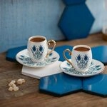 Karaca Iznik Kaffeeservice f&uuml;r 2 Personen, 2x Espressotassen und 2x...