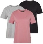 Pinewood 3447 3-Pack Damen T-Shirt Grey Melange/D.Pink/Black (473)