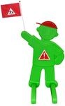 Relaxdays Warnfigur Kinder, mit Fahne, Sicherheitsaufsteller, Stra&szlig;e, HBT: 84x52x46