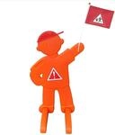 Relaxdays Warnfigur Kinder, mit Fahne, Sicherheitsaufsteller, Stra&szlig;e, HBT:...