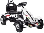 HOMCOM Gokart Tretauto mit Handbremse Pedal-Gokart Kinder 5-12 Wei&szlig; |...