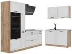 Vicco Eckk&uuml;che R-Line, Wei&szlig; Landhaus/Goldkraft Eiche 230 x 120 cm | 8 Module...