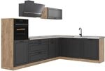 Vicco Eckk&uuml;che R-Line, Anthrazit Landhaus/Goldkraft Eiche 287 x cm | 12 Module...