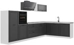 Vicco Eckk&uuml;che R-Line, Anthrazit Landhaus/Wei&szlig; 347 x cm | 8 Module &middot;