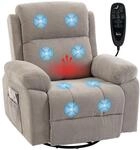 HOMCOM Relaxsessel Fernsehsessel mit Vibrationsmassage, W&auml;rme Beige | Drehbar