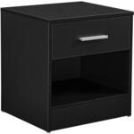 [en.casa] Eleganter Nachttisch mit Schublade und Ablagefach Nachtschrank Schwarz