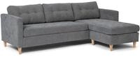 ebuy24 Sofa Couch mit Chaiselongue Marino BA1, Samtbezug Grau Polyester,...