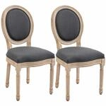 HOMCOM Esszimmerst&uuml;hle 2er Set K&uuml;chenstuhl mit R&uuml;ckenlehne Grau |...