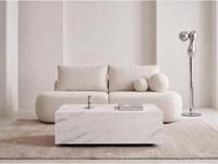 WFL GROUP Couchtisch 90 x 55 cm in Marmor Wei&szlig; &ndash; Niedriger Mobiler Sofatisch...