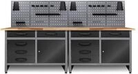 Ondis24 Werkstatt Set Werkbank Metall Holger 240 cm mit 2 Werkb&auml;nken & 6...