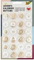 folia 1219 - Adventskalender Buttons, Perlmutt, 24 St&uuml;ck, aus Metall, zum Gestalten