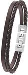 Tom Tailor Armband f&uuml;r Herren, Edelstahl und Leder, 20+1,5 cm, braun,...