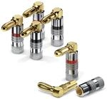 conecto Bananenstecker f&uuml;r Lautsprecherkabel, 4er-Set, 90&deg; gewinkelter Stecker,