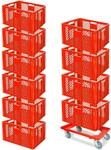 BRB 10er Spar-Set Euro-Stapelbeh&auml;lter Plus Transportroller, 600x400x320 mm