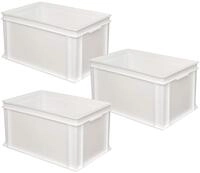 BRB 3x Eurobeh&auml;lter mit 2 Griffleisten, LxBxH 600x400x320 mm, 63 Liter, wei&szlig;