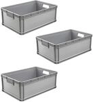 keeeper Transportbox-Set, 3 x 45 l, Stapelbar, Polypropylen, Robert, Nordic Grey