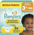 Pampers Premium Protection Gr&ouml;&szlig;e 3+, 186 Windeln, 7kg-11kg | unser Nr. 1 Haut- und