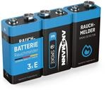 3 ANSMANN Lithium longlife Rauchmelder 9V Block Batterien - Premium Qualit&auml;t...