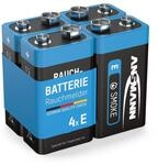 4 ANSMANN Lithium longlife Rauchmelder 9V Block Batterien - Premium Qualit&auml;t f&uuml;r