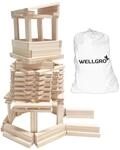 WELLGRO Natur Holzbausteine - Holzsteine zum Bauen - naturfarbene Baukl&ouml;tze...
