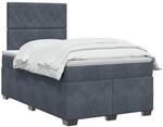 vidaXL Boxspringbett mit Matratze Dunkelgrau 120 x 190 cm Samt