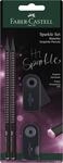 Faber-Castell 118296 - Schreibset Sparkle Midnight rose, mit 2 Bleistifte, 1 Radierer