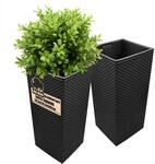 BigDean 2X Blumentopf in Rattanoptik Pflanzk&uuml;bel + Einsatz 26,5x26,5x50cm 