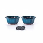 Jinfa 2er Set Bonsai Schale Keramik &ndash; Achteckig & handgefertigt &ndash;...