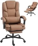 HOMCOM B&uuml;rostuhl Ergonomisch mit Verstellbare R&uuml;ckenlehne Fu&szlig;st&uuml;tze Braun 