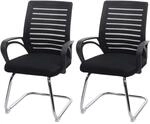 Mendler 2er-Set Konferenzstuhl HWC-K51 Stoff/Textil - schwarz | Besucherstuhl,