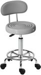 HOMCOM Rollhocker H&ouml;henverstellbar mit Lehne 32 x 40 x 70-86 cm Grau |...