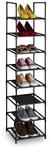 Relaxdays Schuhregal, Verschiedene Gr&ouml;&szlig;en, Metall Schuhablage, schmal, Stoff