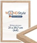 WANDStyle Bilderrahmen A4 Eiche, DIN A4 Bilderrahmen Holz 21x30 cm |...