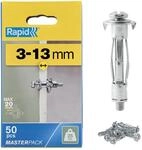 Rapid Metall-Hohlraumd&uuml;bel M4 mit Schraube f&uuml;r Gipskarton 3&ndash;13 mm | Bis 25 kg