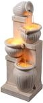Teamson Home Garten Outdoor Brunnen Solar 4-stufiger Kaskaden-Schalenbrunnen mit