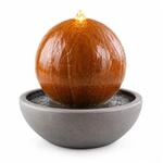 K&Ouml;HKO&reg; Cortenstahl Kugel-Wasserspiel mit Harzbecken &ndash; runde Wasserskulptur...