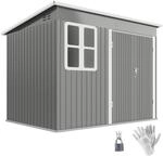 Outsunny Metall Ger&auml;tehaus 4,13 m&sup2; mit Fenster 260x177x190 cm Hellgrau 