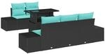 vidaXL Garten-Sofa-Set 6 STK. 5-Sitzanzahl Schwarz und T&uuml;rkis | Anpassbare