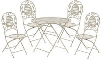 Garten Bistro Set Balkon Terasse 4er cremewei&szlig; zusammenklappbar Bivio