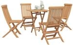 vidaXL Garten-Essgruppe klappbar, 5-teilig, nat&uuml;rliches massives Teakholz